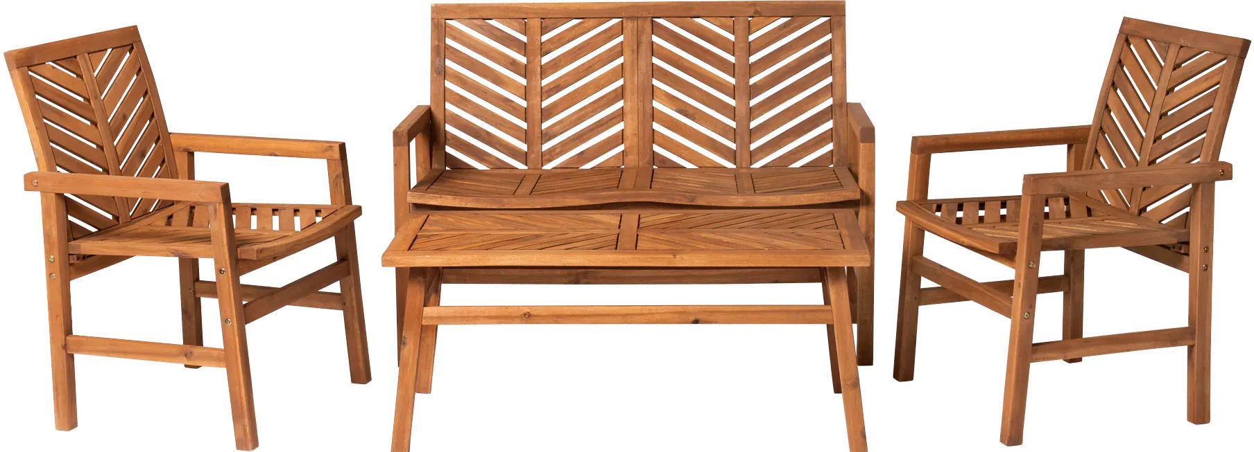 Vincent Natural Patio Chat Set with Bench and Chairs - Walker Edison