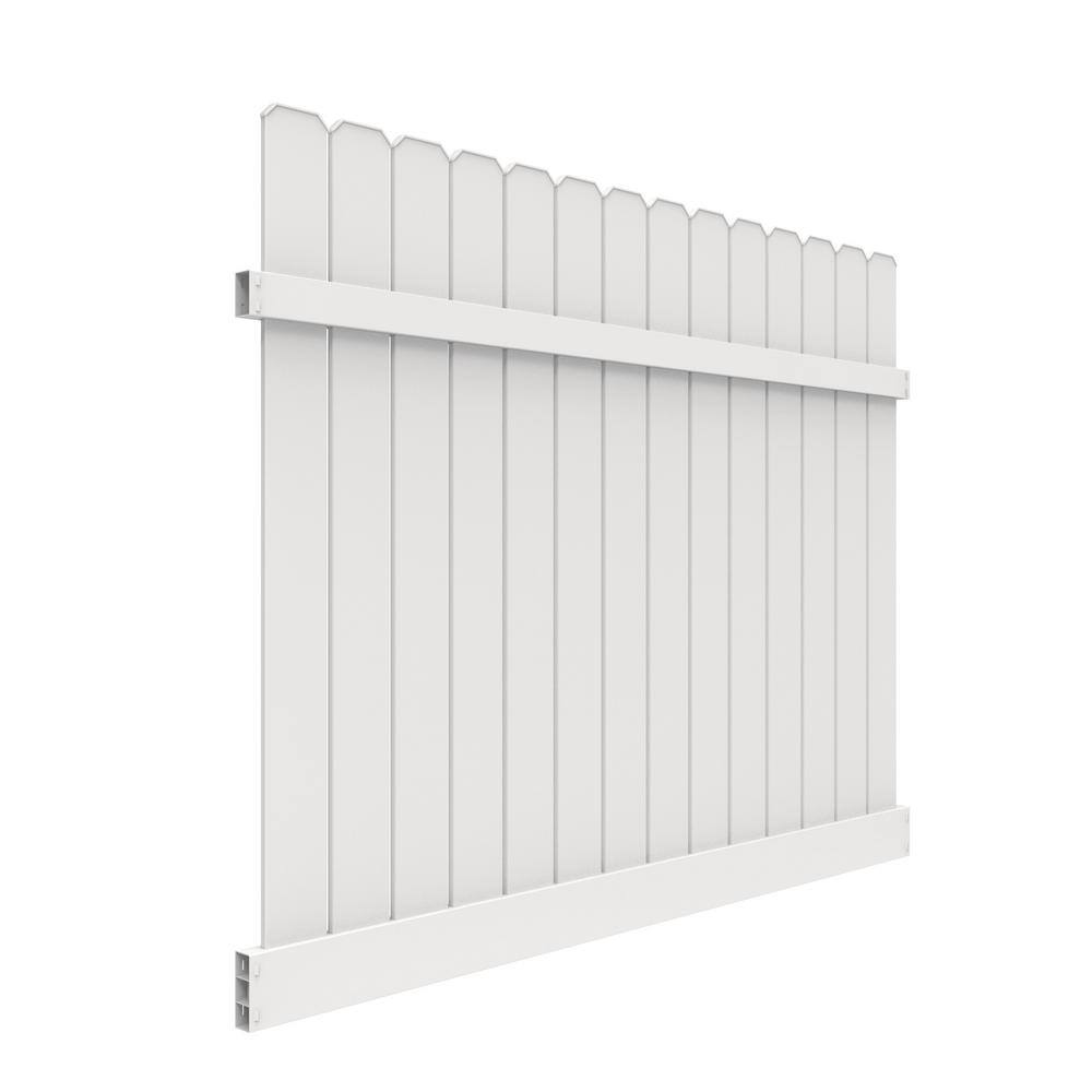 Barrette Outdoor Living 6 ft. x 8 ft. Dogear Semi-Privacy White Vinyl Fence Panel 73048536