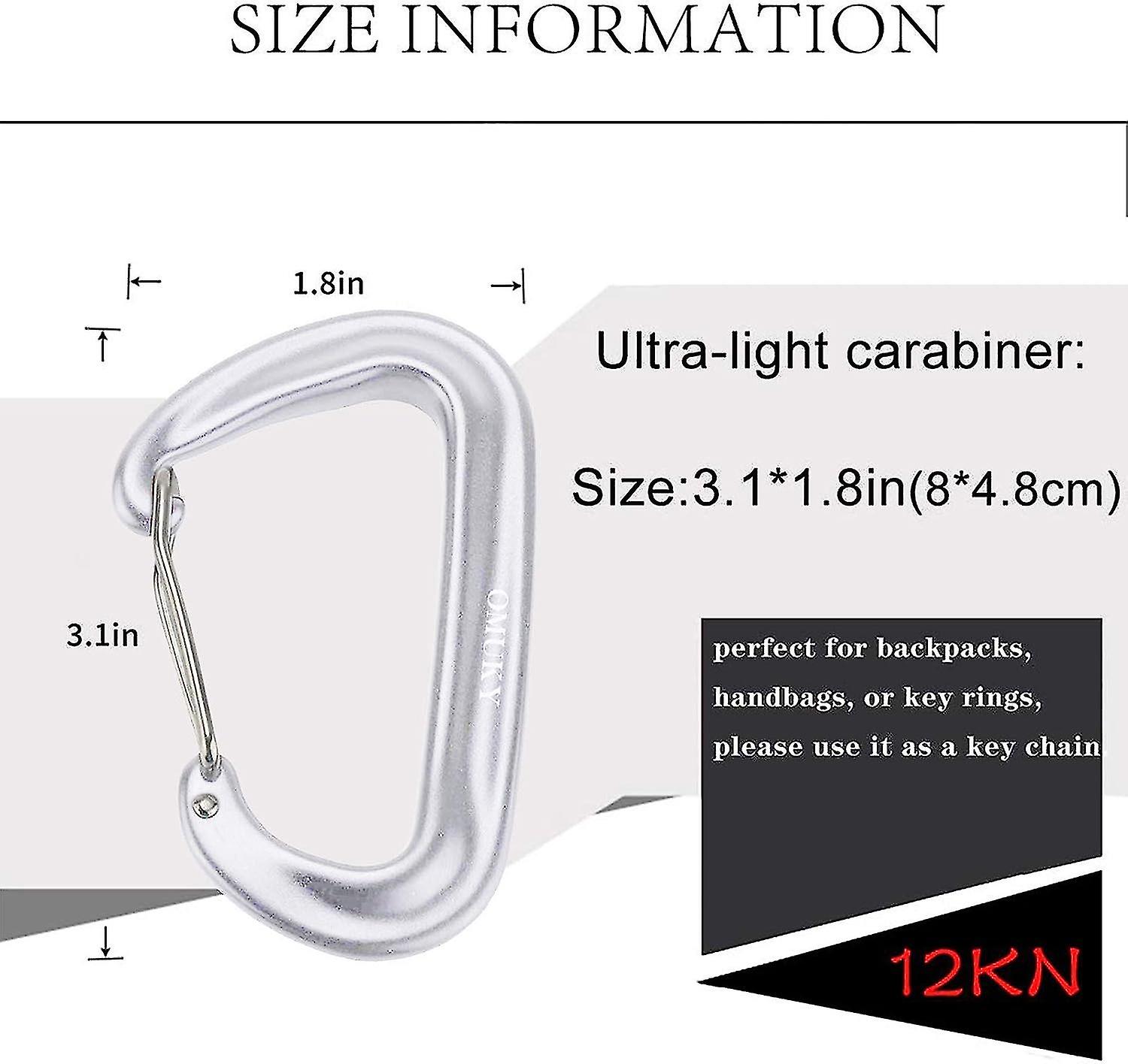 12kn Carabiners Clip C Shape Quick Clamp Clip 7075 Aluminium Alloy Carabiner Clip For Outdoor Hiking Backpack Dog Leash