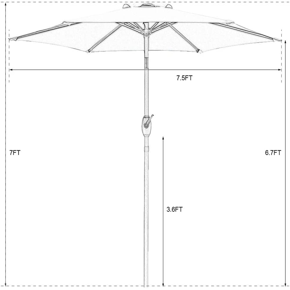 7.5 ft Patio Umbrella Outdoor Market Table Umbrella with Crank, 6 Ribs, Polyester Canopy, Lemon Green