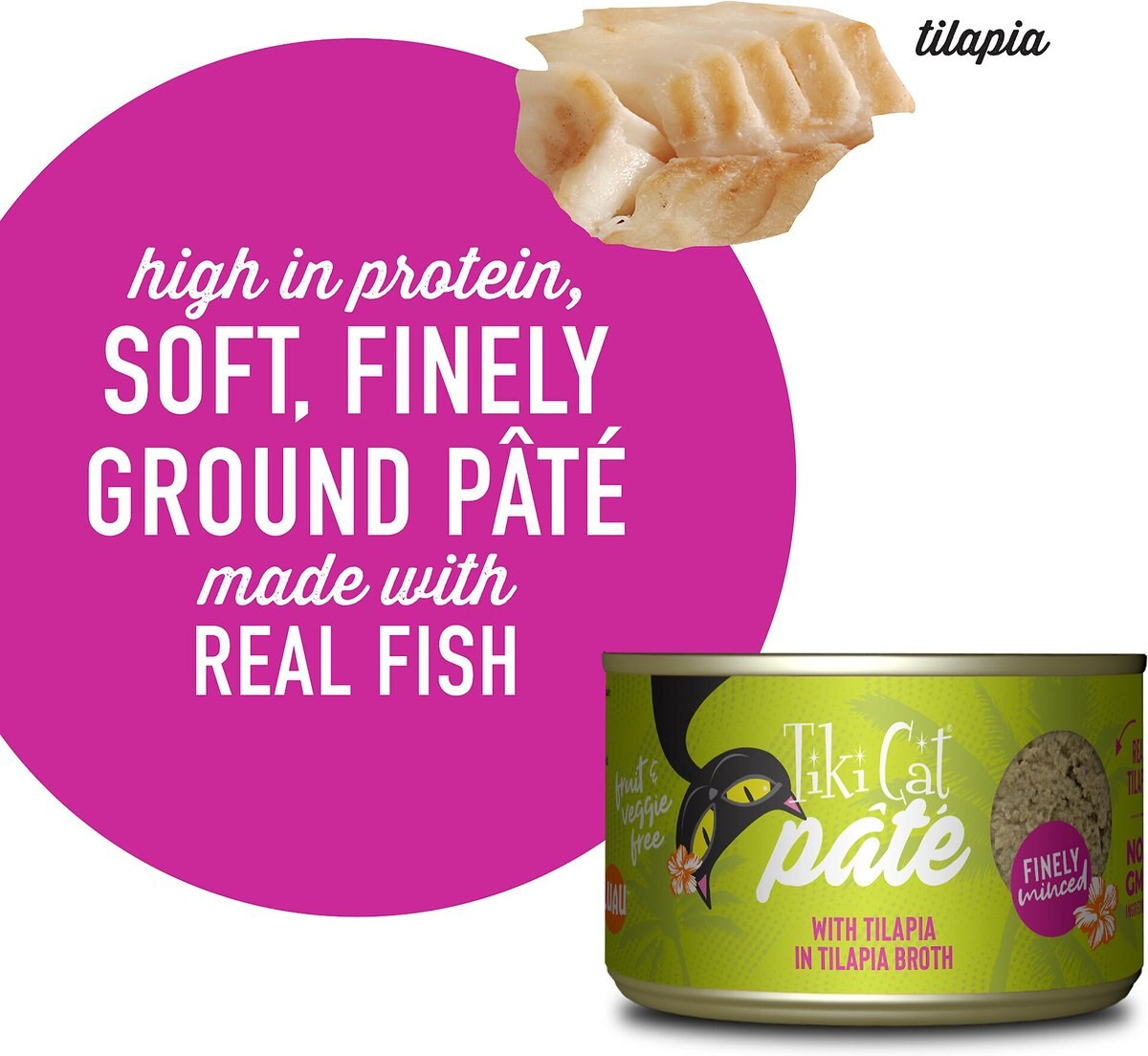 Tiki Cat Luau Tilapia Pate Wet Cat Food