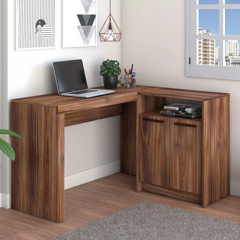 Manhattan Comfort Kalmar L-Shaped Office Desk