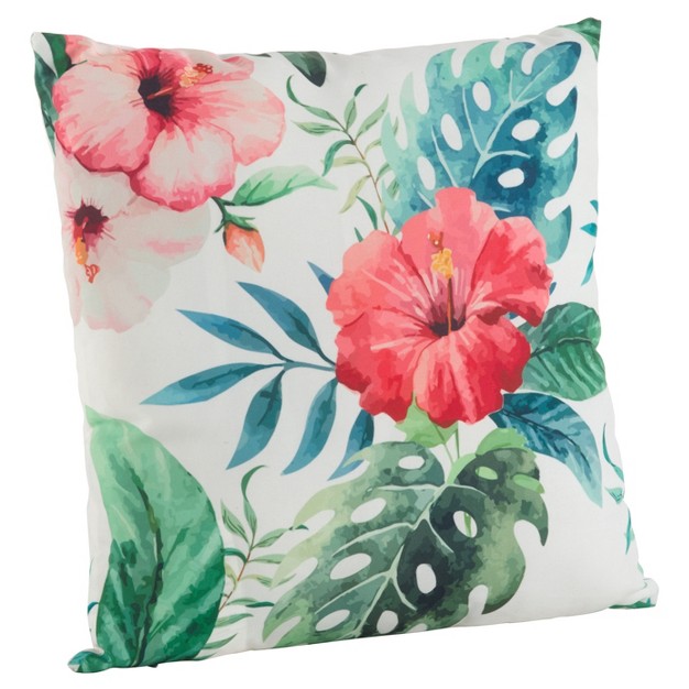 Hibiscus Floral Print Poly Filled Throw Pillow Saro Lifestyle