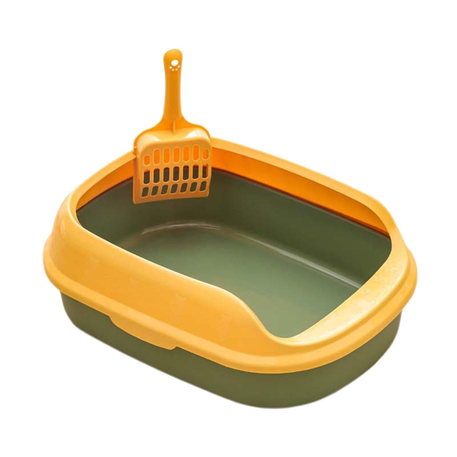 Cat Litter Box Pet Semi-Closed Pet Litter Tray to Clean  Pet Litter Tray for Kitty， Small Animals Toilet Sand Box Container Bedpan - Green