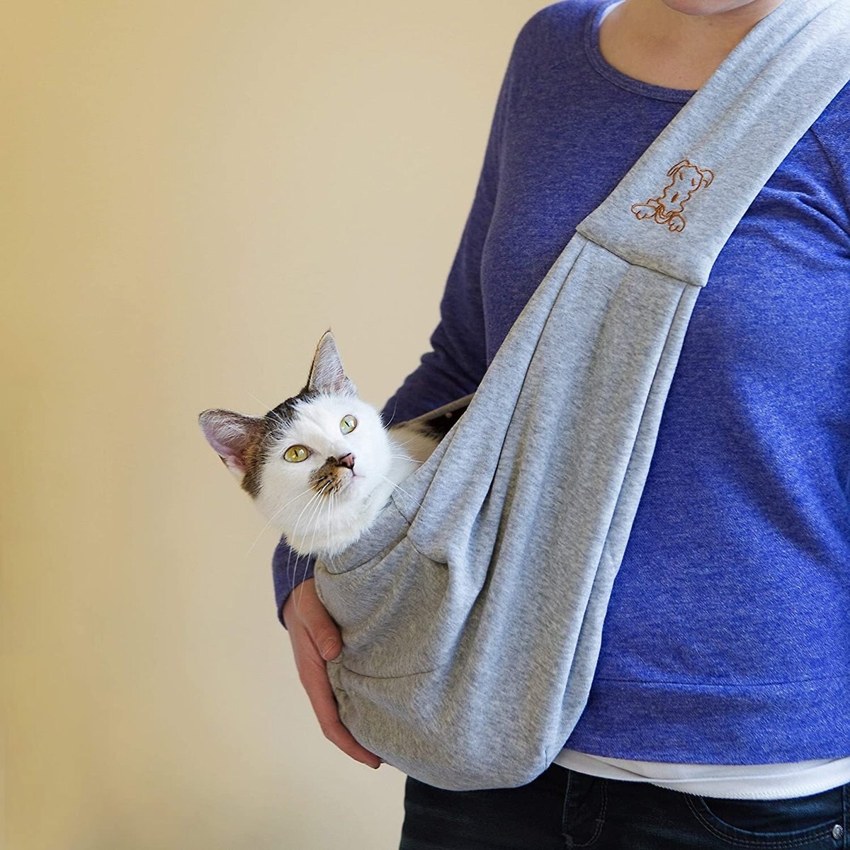 iPrimio Hands-Free Reversible Dog and Cat Sling Carrier， Gray， Small