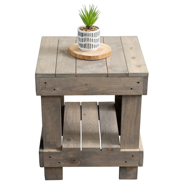 Pine Solid Wood Farmhouse End Table