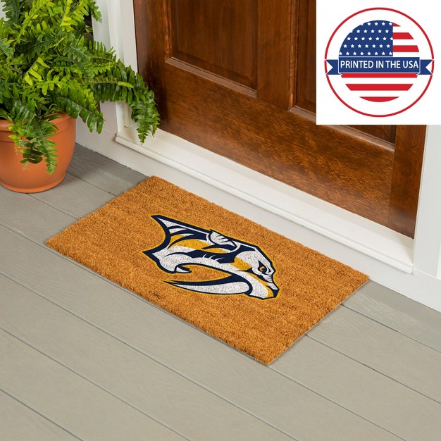 Evergreennhlnashville Predators Logo Natural Coir 28 X 16 Inches Indoor Outdoor Doormat