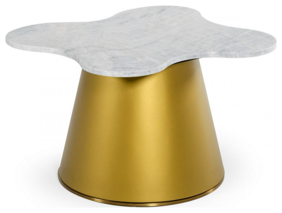 Rita Glam White Marble and Gold End Table   Modern   Side Tables And End Tables   by Virgil Stanis Design  Houzz