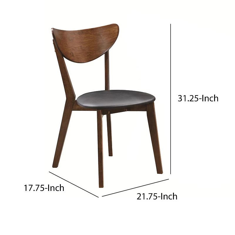 Quaint Dining Side Chair with curved Back， Brown and Black， Set of 2