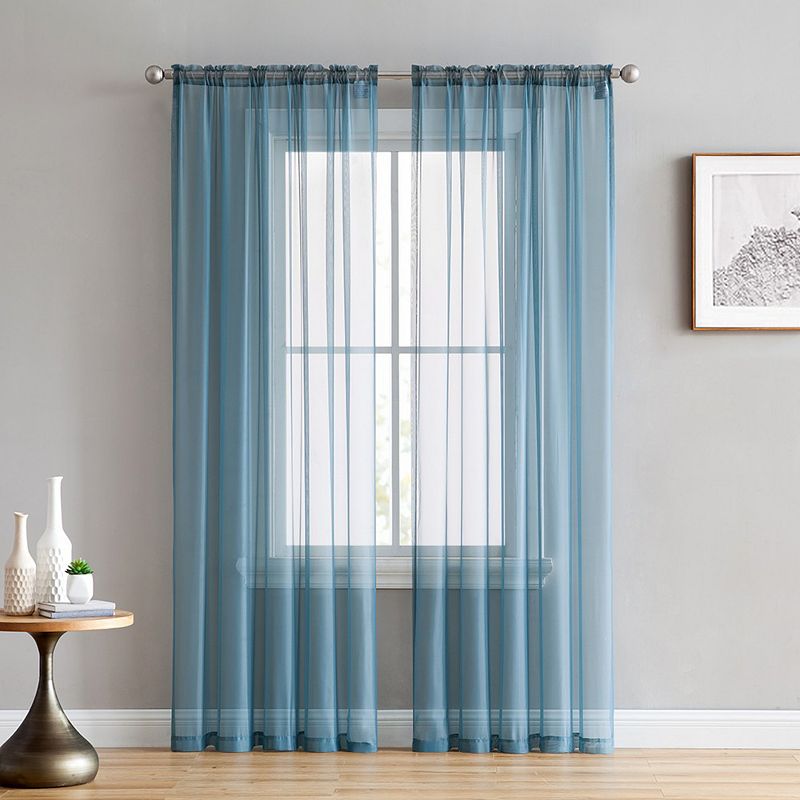 THD Essentials Sheer Voile Window Treatment Rod Pocket Curtain Panels - Set of 2