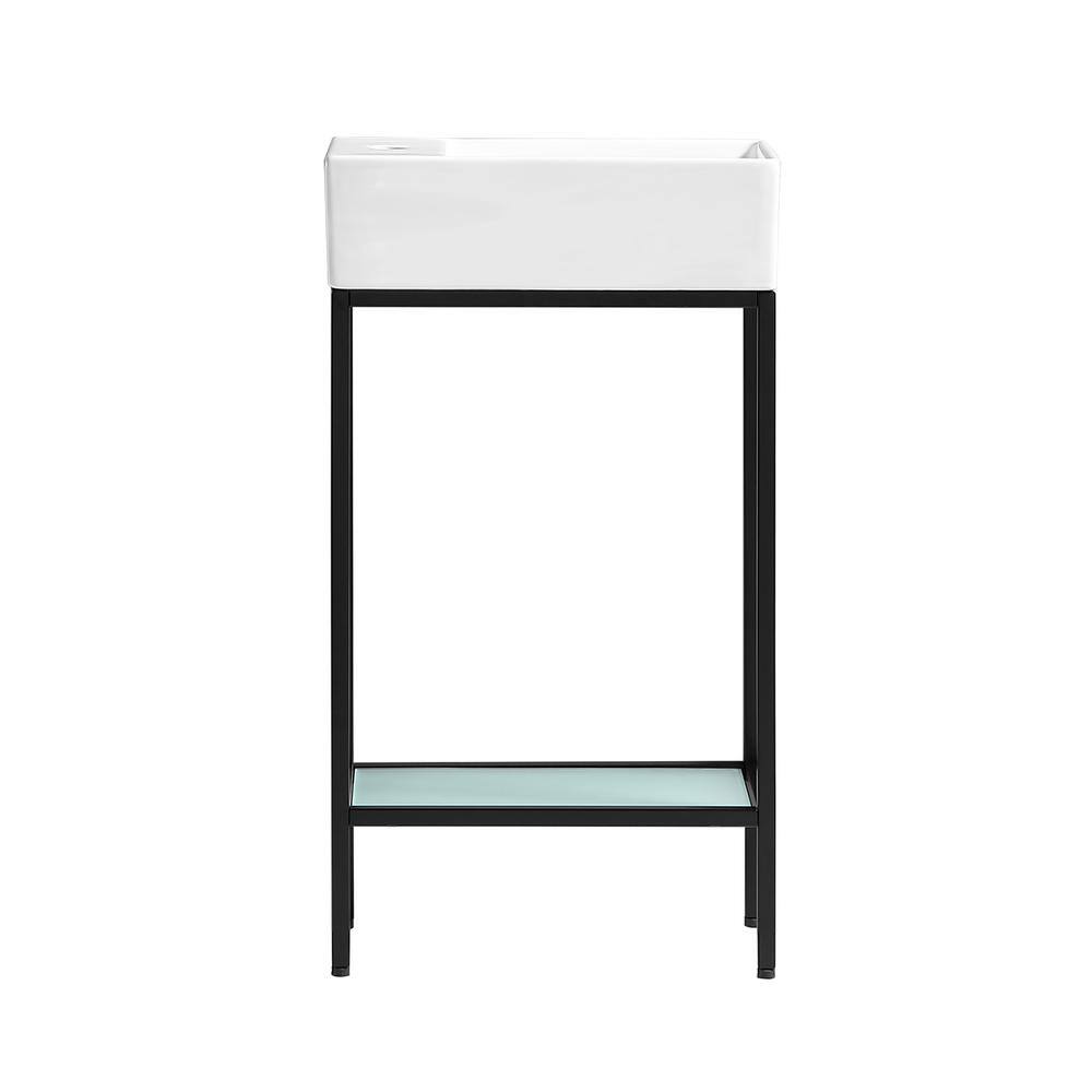 Swiss Madison Pierre 18.87 in. W x 9.4 in. D x 34.4 in. H Bathroom Vanity Side Cabinet in Matte Black with White Ceramic Top SM-BV70MB