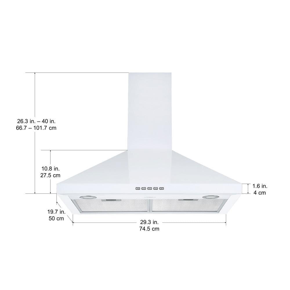 Ancona 30 in 450 CFM Convertible WallMounted Pyramid Range Hood in White