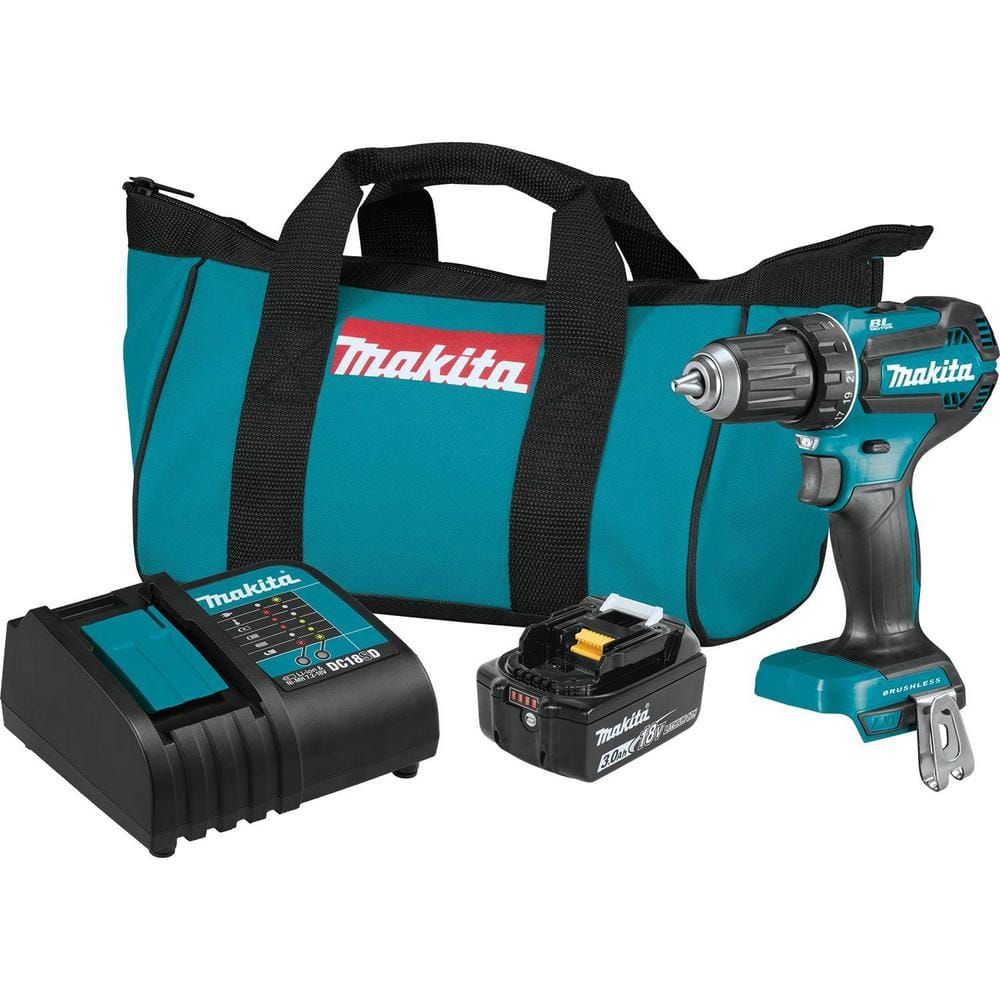 Makita 18V LXT Lithium-Ion Brushless Cordless 1/2 in. Driver-Drill Kit, 3.0Ah XFD131