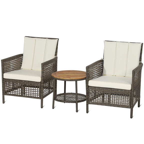 Costway 35489167 3 Pieces Patio Rattan Furniture S...