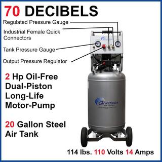 California Air Tools 20 Gal. 2.0 HP Ultra Quiet and Oil-Free Electric Air Compressor 20020