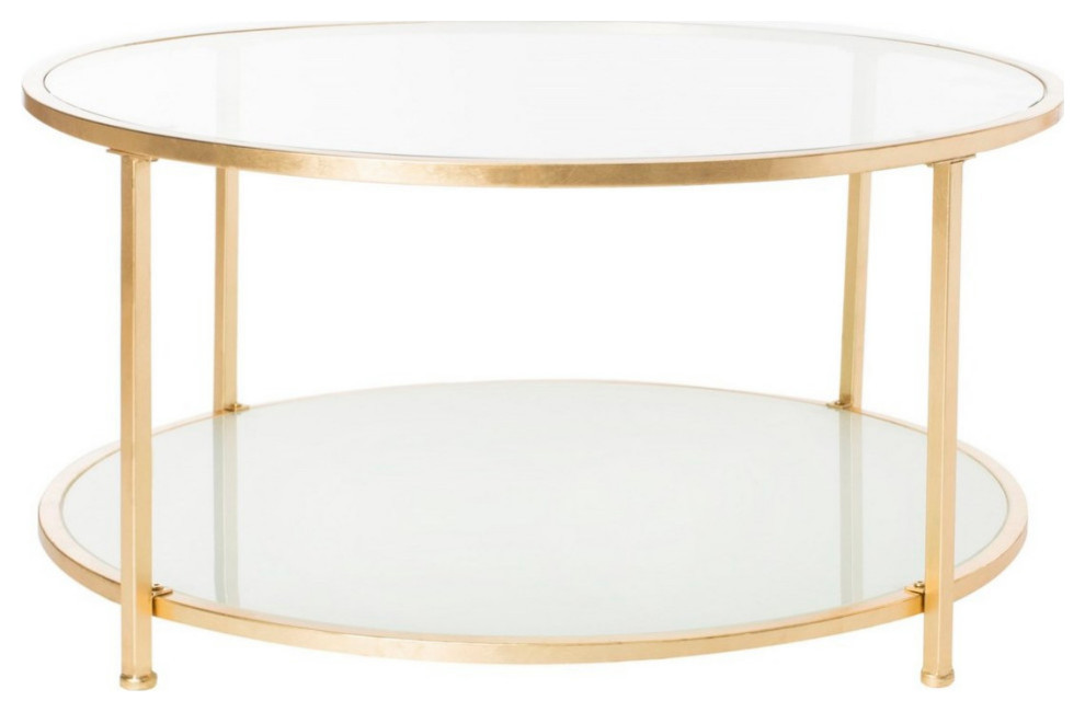 Ginger 2 Tier Round Coffee Table  Gold   Contemporary   Coffee Tables   by Rustic Home Furniture Deco  Houzz