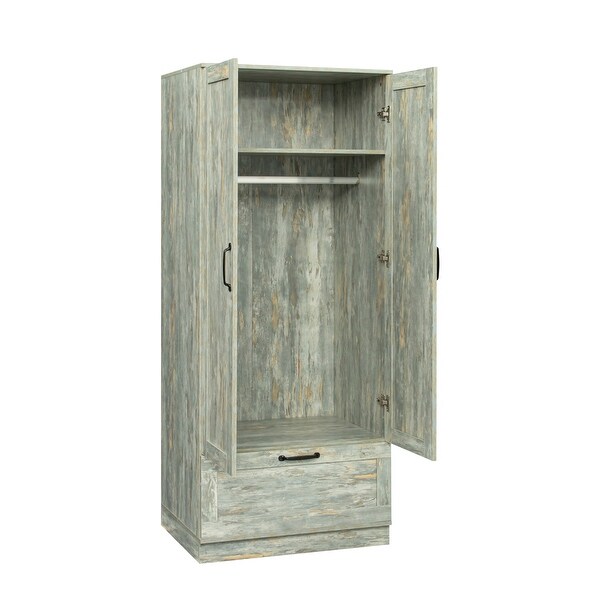 High Wardrobe， Kitchen Cabinet with 2 Doors and 1 Drawer， Grey - - 36019051