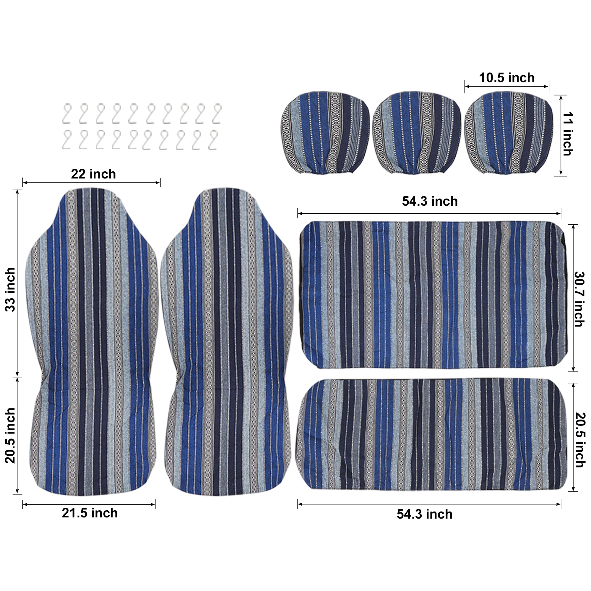 Unique Bargains Universal Baja Blanket Durable Bucket Car Seat Cover Protector Blue 7 pcs