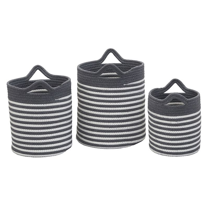 Household Essentials 3-Piece Striped Cotton Basket Set