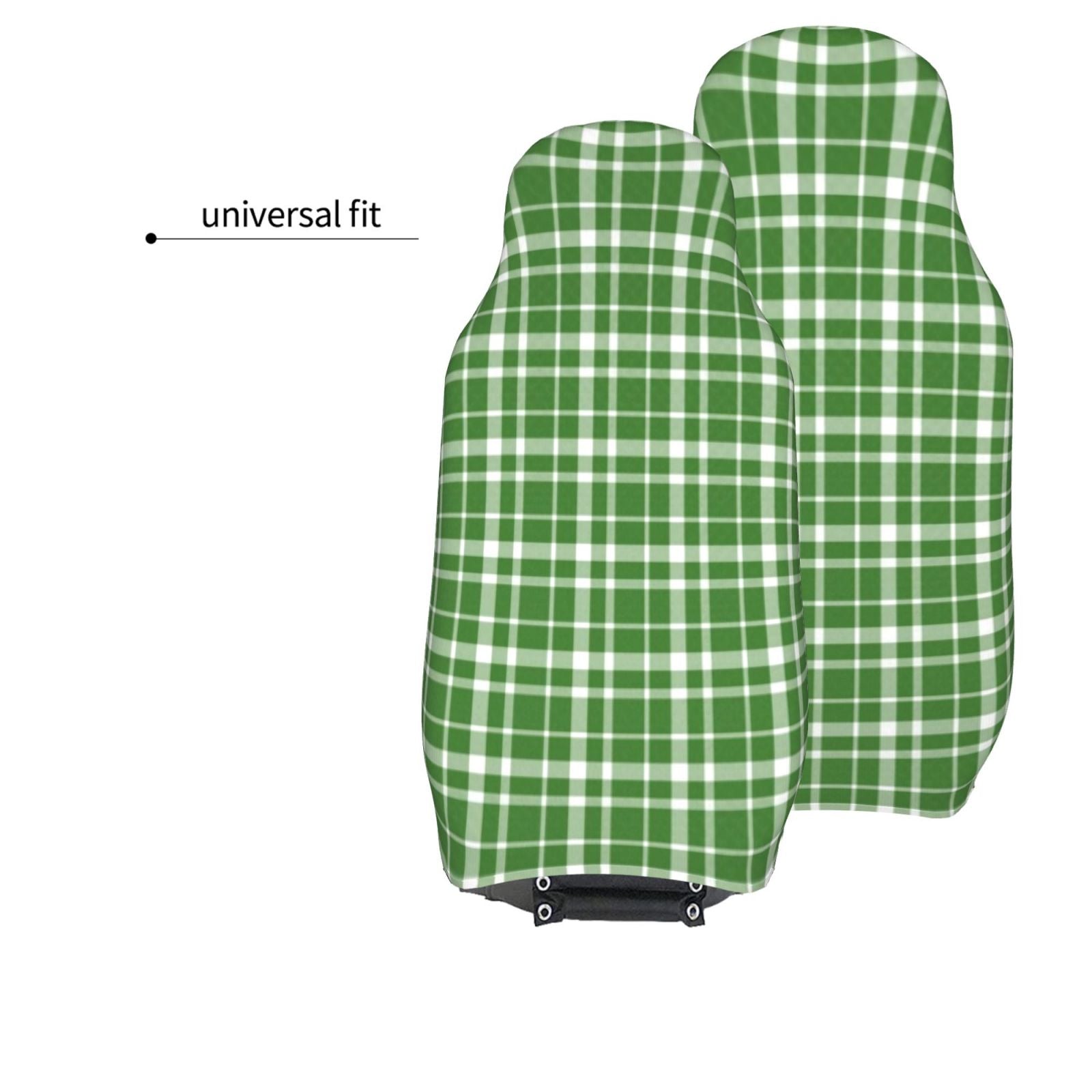 LNWH Car Seat Covers， Green Plaid Pattern Car Interior Seat Covers - Universal Fit Most Cars， SUV， Trucks， 2pcs Car Seat Protectors