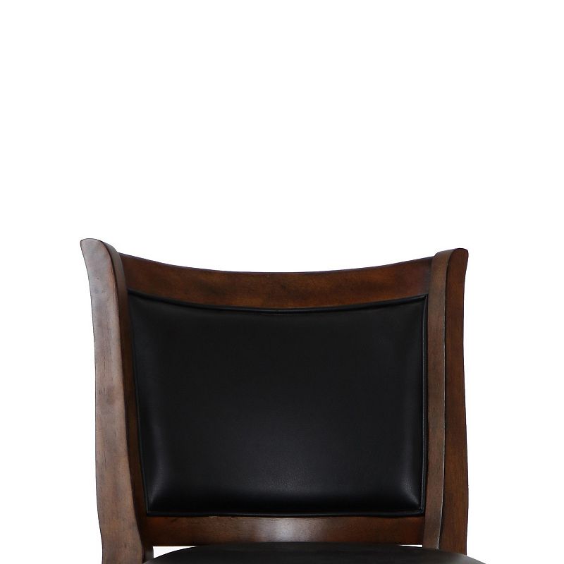 Curved Swivel Barstool with Leatherette Padded Seating， Brown and Black