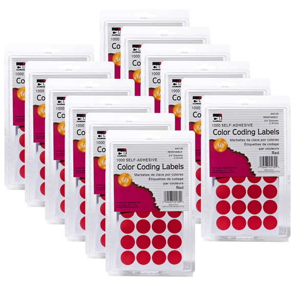 Charles Leonard CHL45130 12 Color Coding Labels Re...