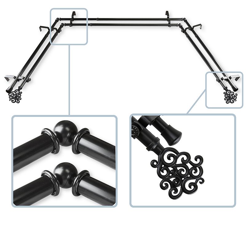 Rod Desyne Tidal 13/16 Bay Window Double Curtain Rod