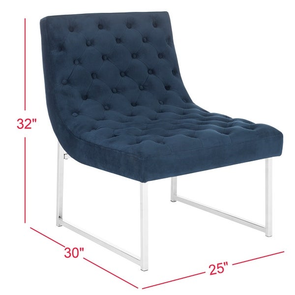 SAFAVIEH Mid-Century Modern Glam Hadley Tufted Velvet Navy Blue Club Chair - 25