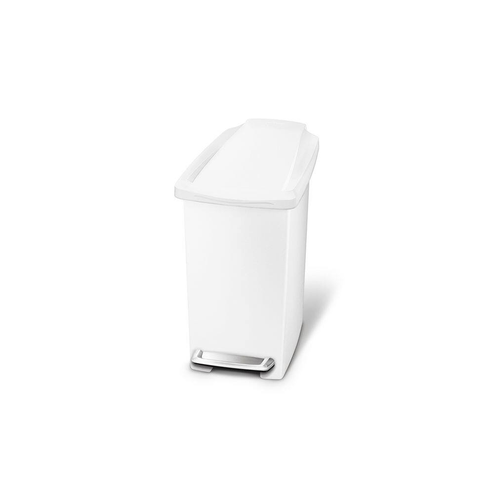 simplehuman 10 l (2.6 Gal.) White Slim Plastic Step Trash Can CW1332