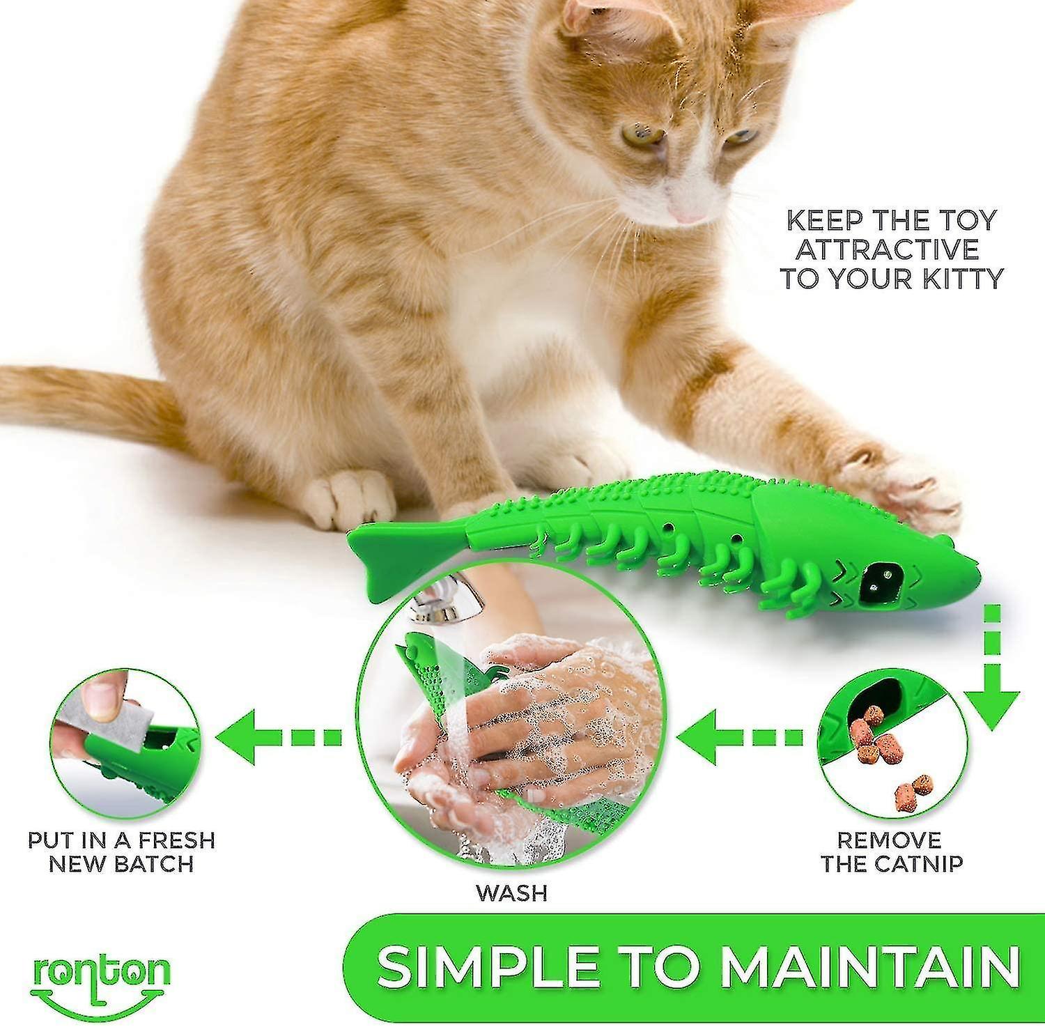 Cat Toothbrush Catnip Toy - Durable Hard Rubber - Cat Dental Care， Cat Interactive Toothbrush Chew T