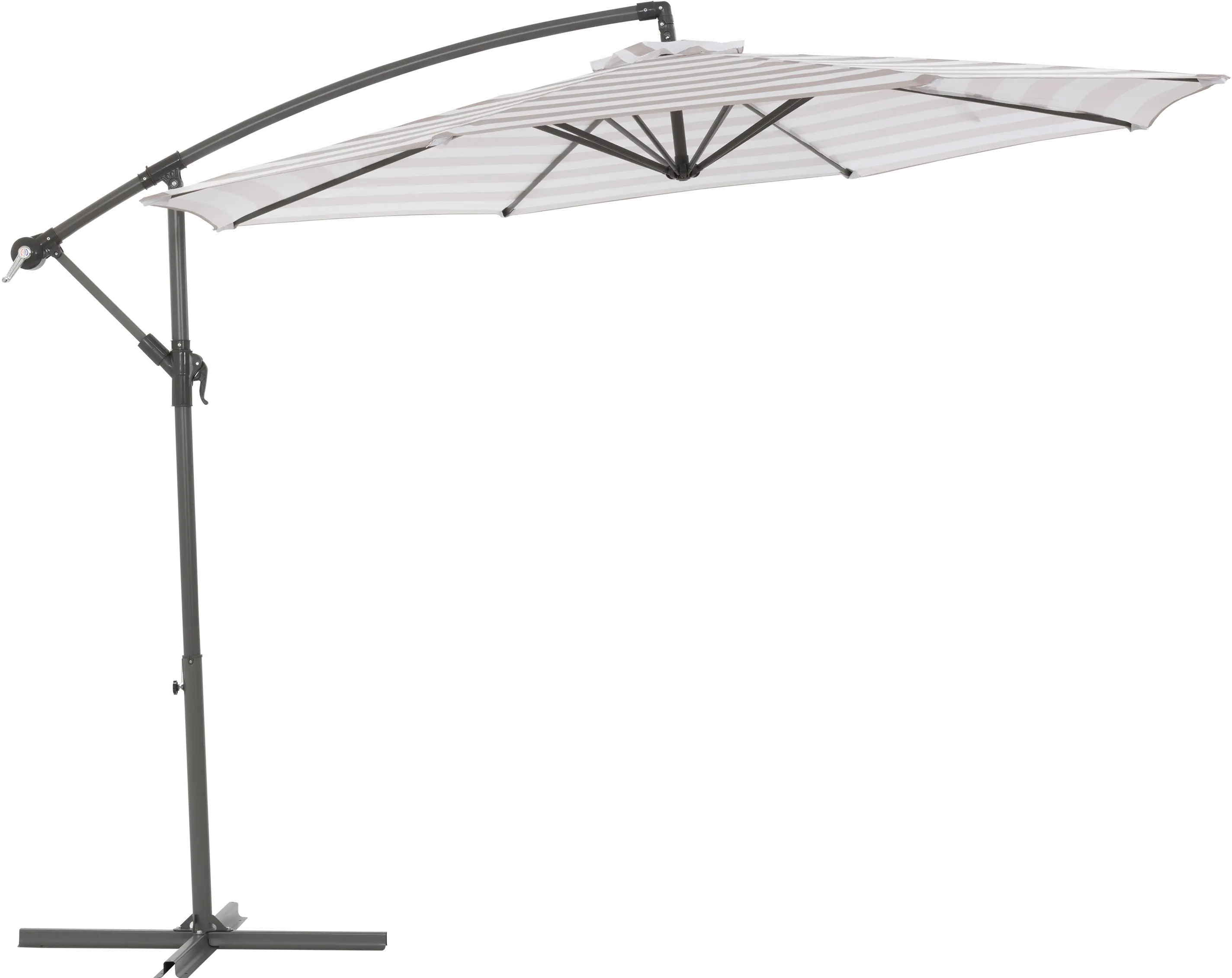 10 ft Offset UV Resistant Umbrella with White and Taupe Stripe