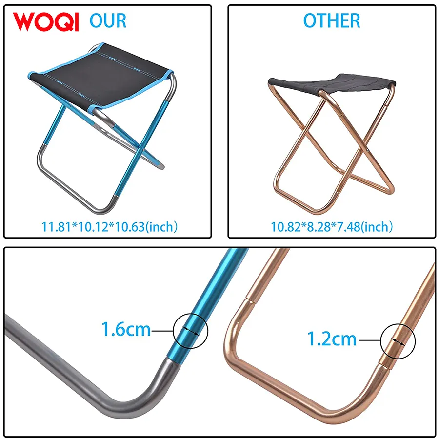 Woqi Outdoor Mini Aluminum Folding Foldable Portable Camping Simple Beach Fishing Stools