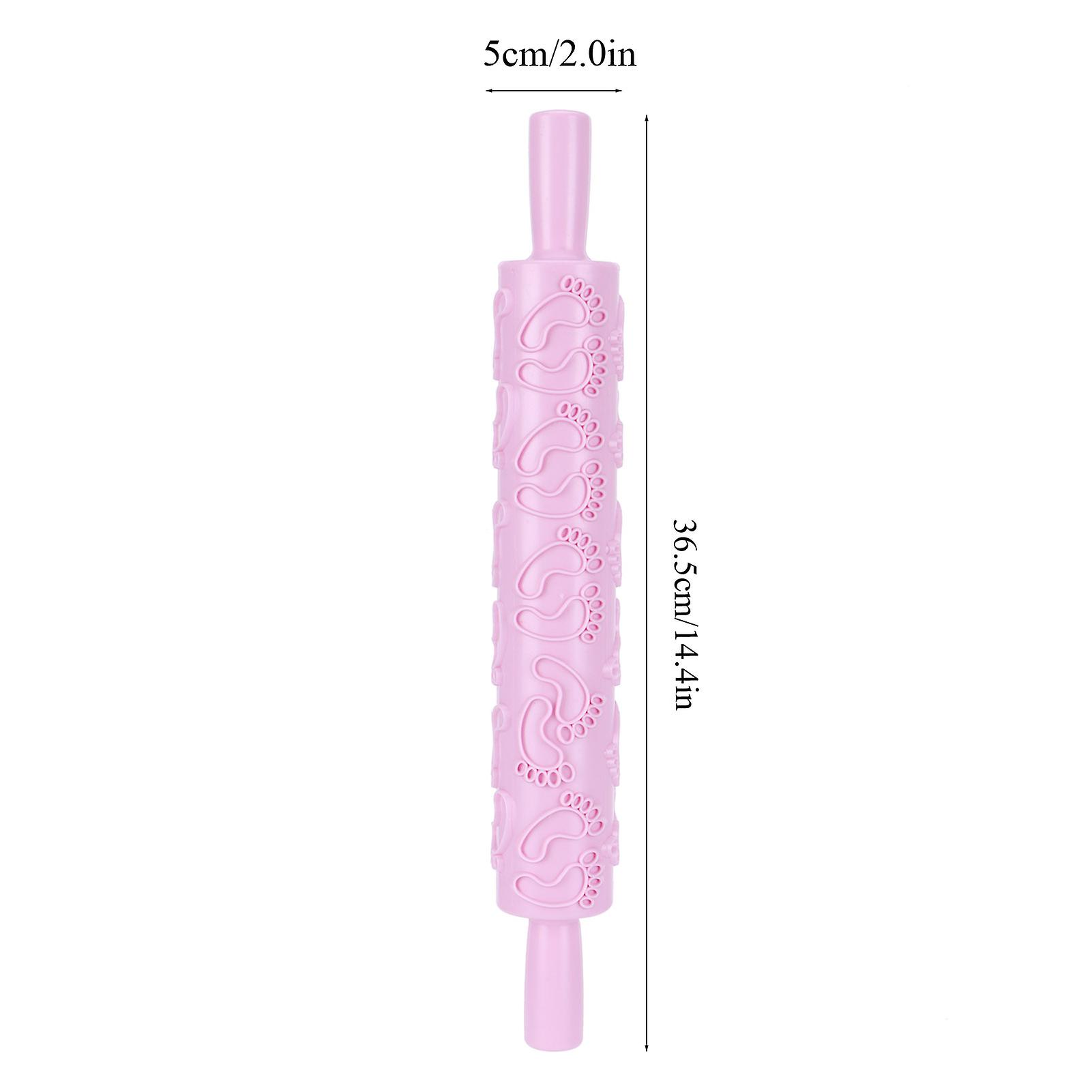 Embossed Rolling Pins， Non-stick Fondant Cake Paste Decorating Tool With Textured And Patterned Design For Baking Fondant， Pizza， Cookies[pink]