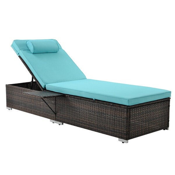 2-Piece Rattan Outdoor Reclining Chair with Adjustable Backrest Recliners， Side Table and Head Pillow - Overstock - 35974978