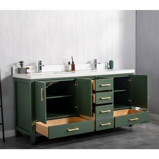 Willow Collections Malibu 60 in. W x 22 in. D x 36 in. H Double Sink Bath Vanity in Lafayette Green with 2 in. Carrara Marble Top MLB_LGN_CARM_60D