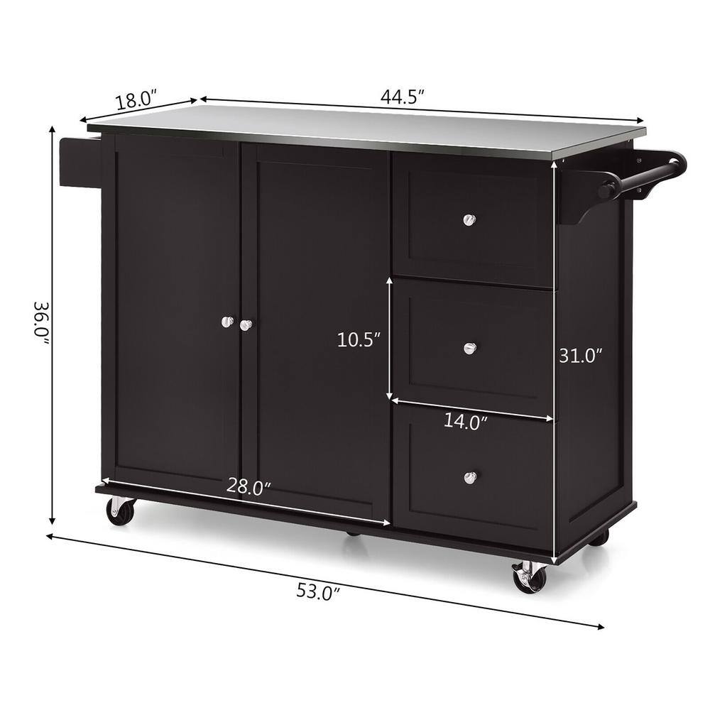 Costway Brown 2-Door Storage Buffet with Steel Top HW64505CF