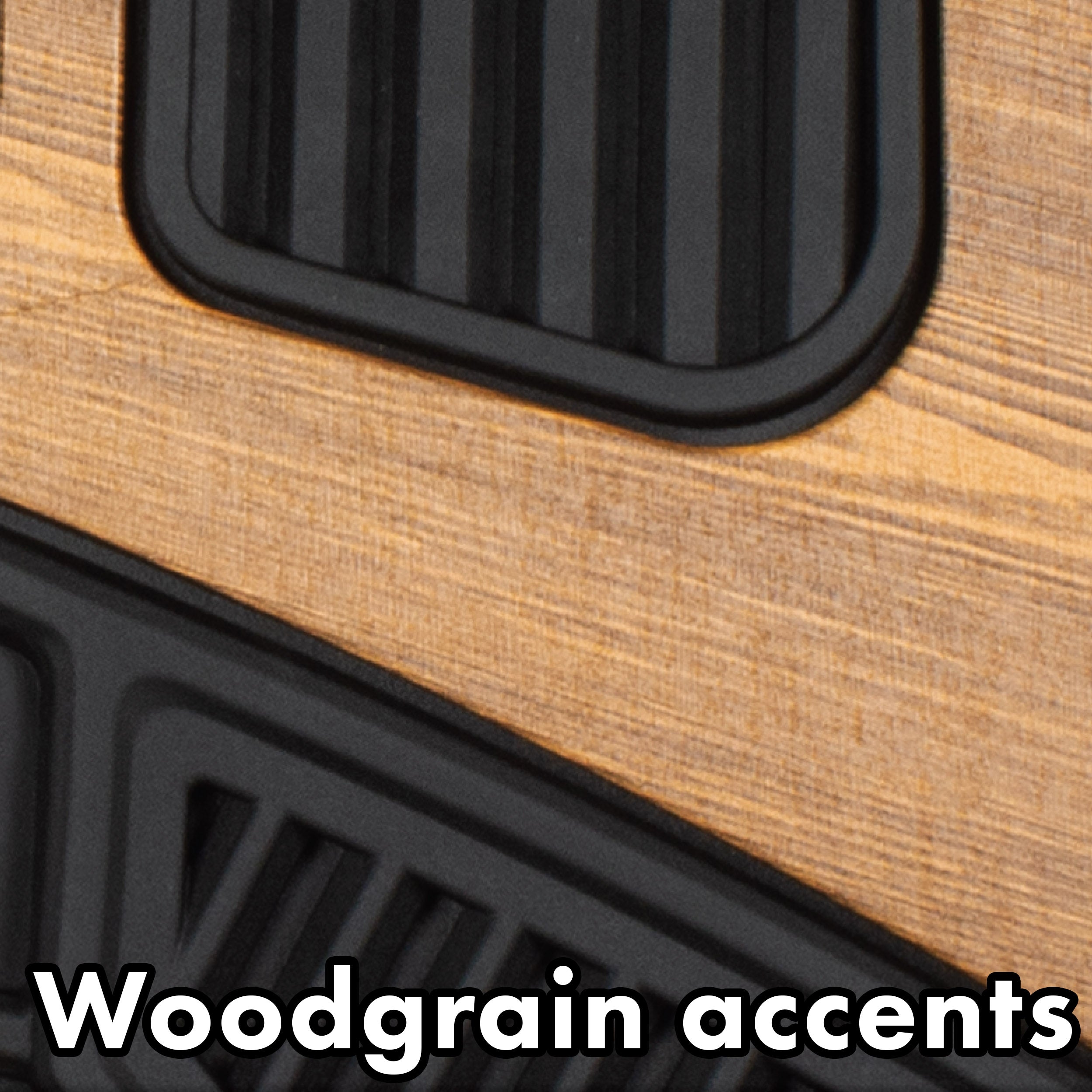 Auto Drive 4 Piece Rubber Floor Mat Black with Burlwood Accent， 80010WDI