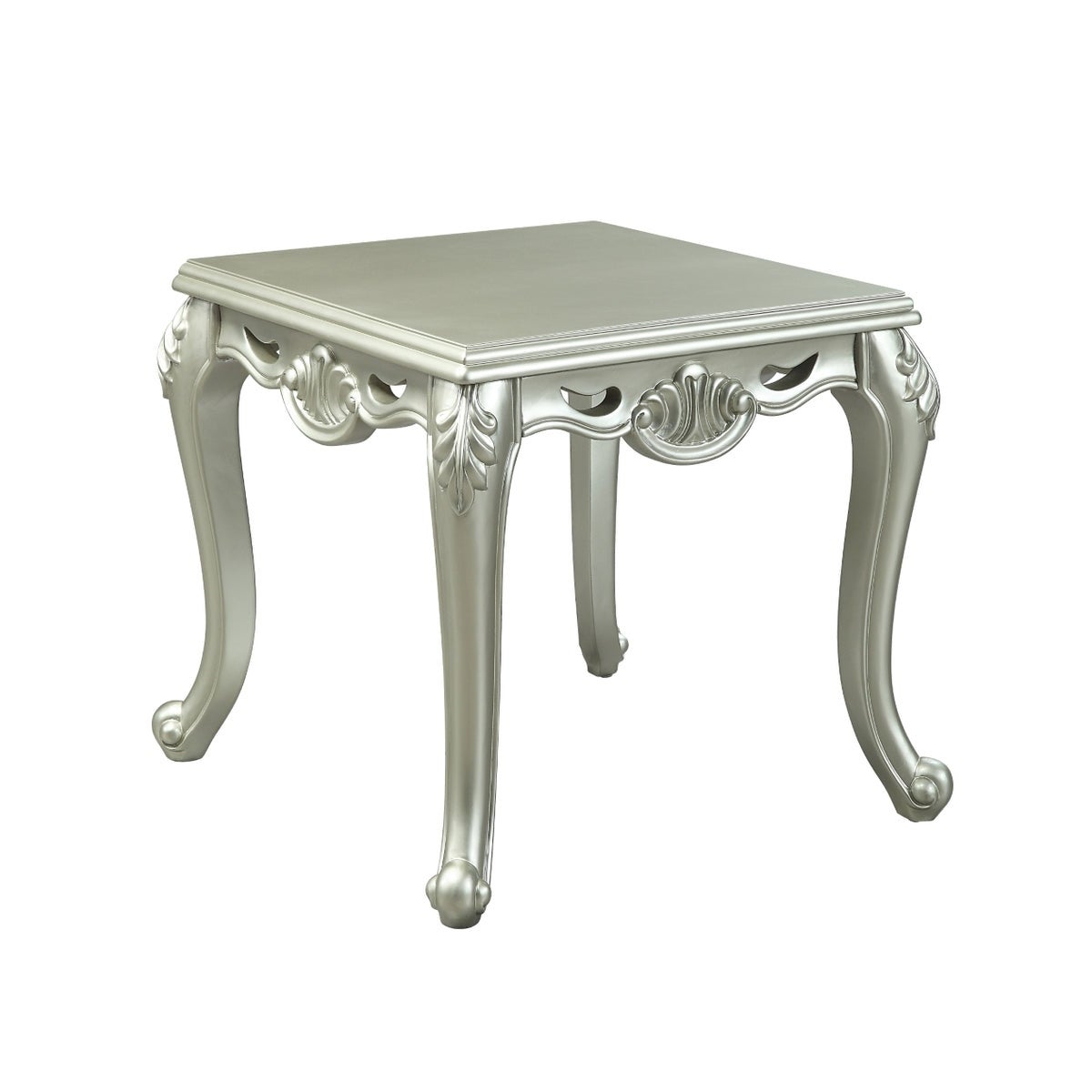 Usm 27 Inch Classic End Table， Floral Trim Cabriole， Wood， Champagne