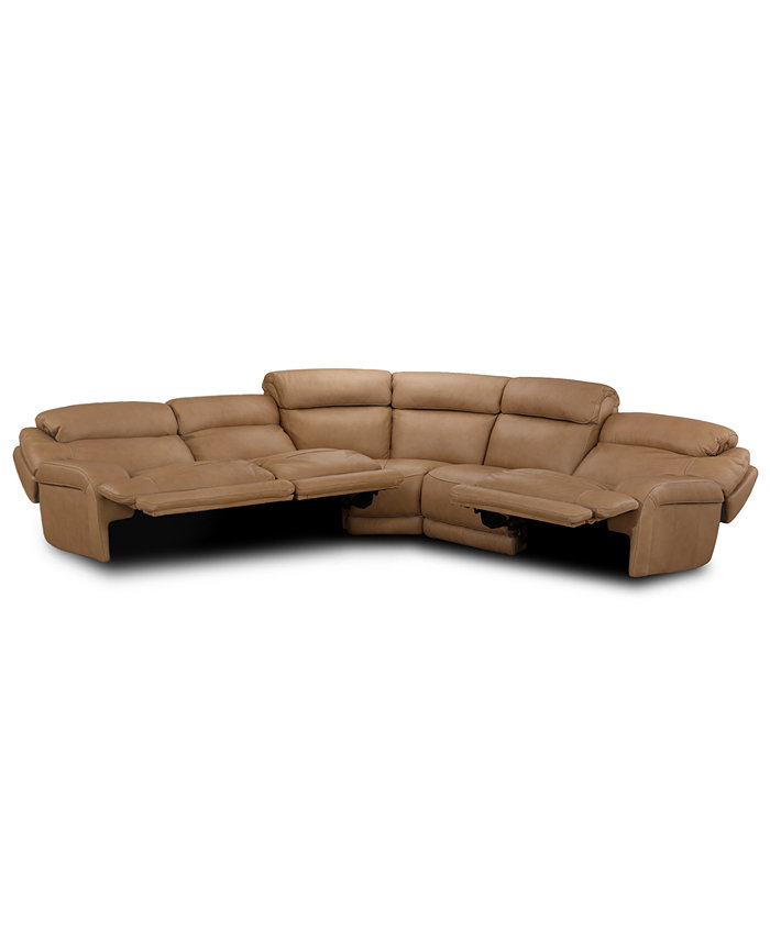 Furniture CLOSEOUT! Daventry 5-Pc. Leather Sectional Sofa With 3 Power Recliners Power Headrests And USB Power Outlet