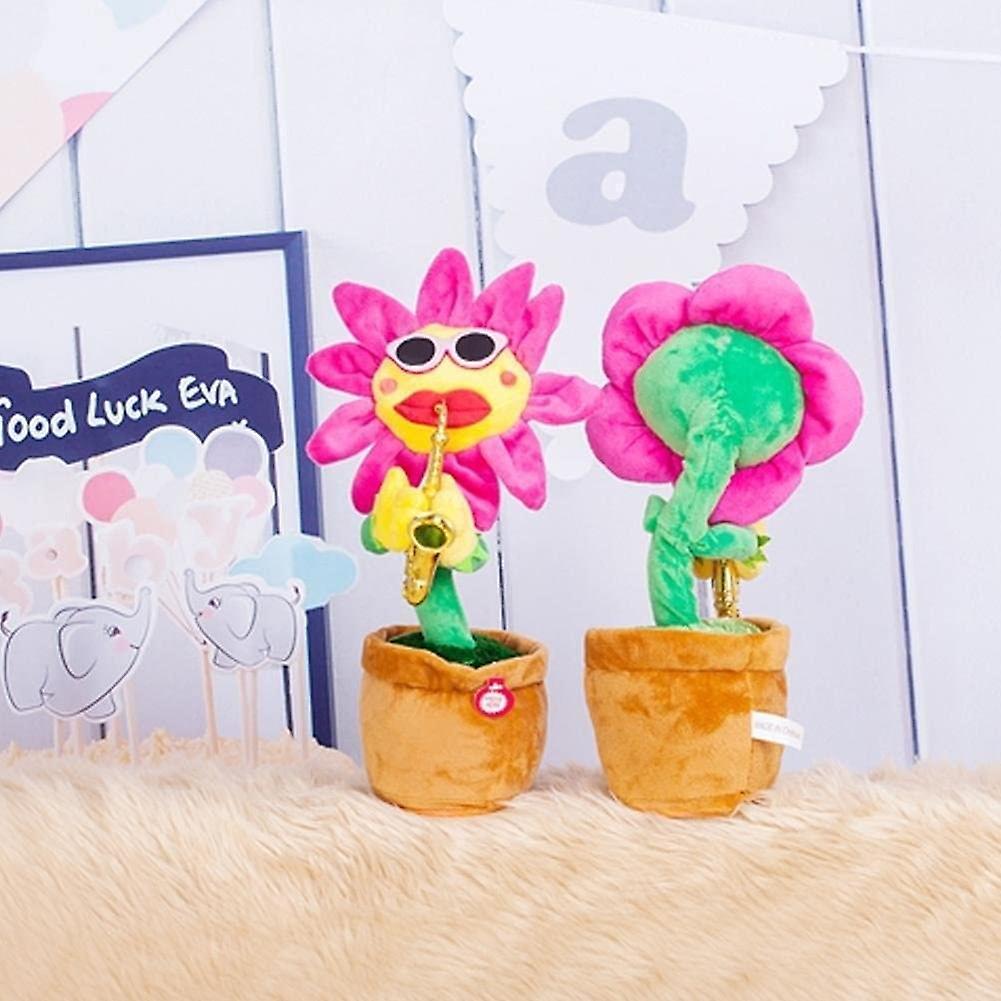 Dancing Sunflower Toy That Repeats What You Say! With Glowing Singing Recording，sunflower Plush Toy Saxophone Children's Toy