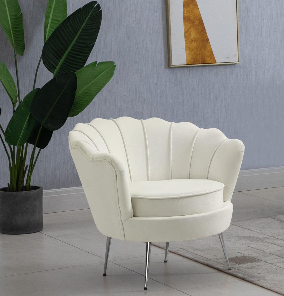 Gardenia  Velvet Upholstered Chair   Midcentury   Armchairs And Accent Chairs   by Meridian Furniture  Houzz