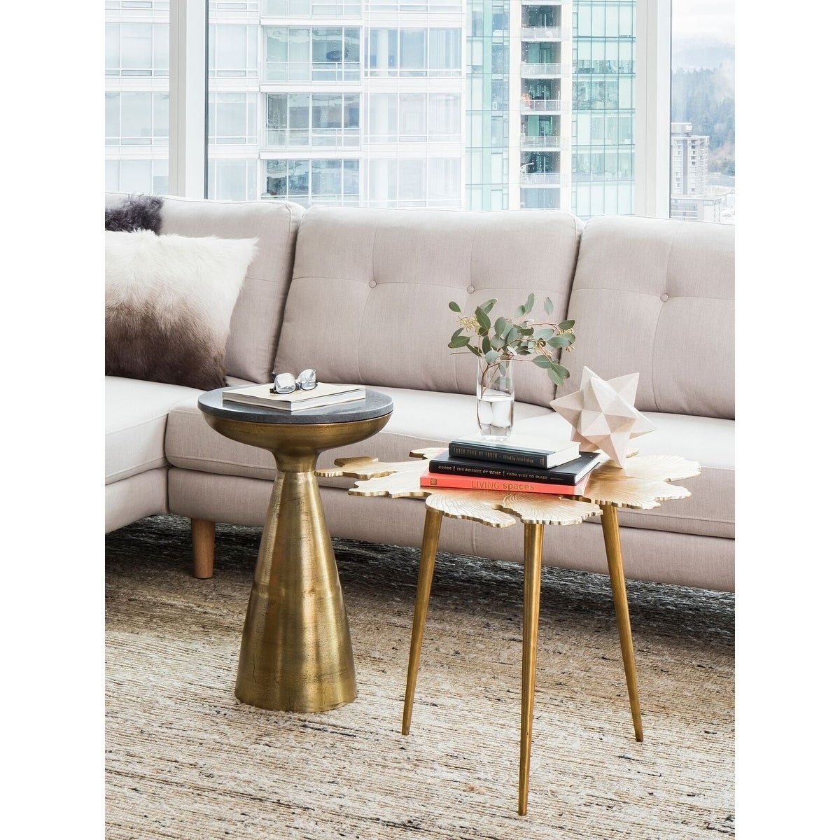 Aurelle Home Contemporary Gold Accent Table - 28