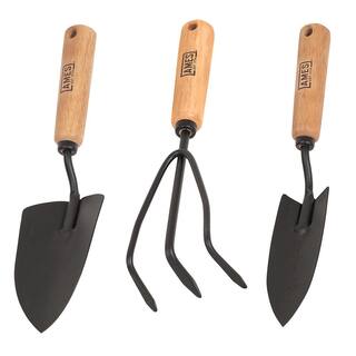 Ames 3-Piece Wood Handle Trowel Cultivator and Transplanter Garden Tool Set 2446400