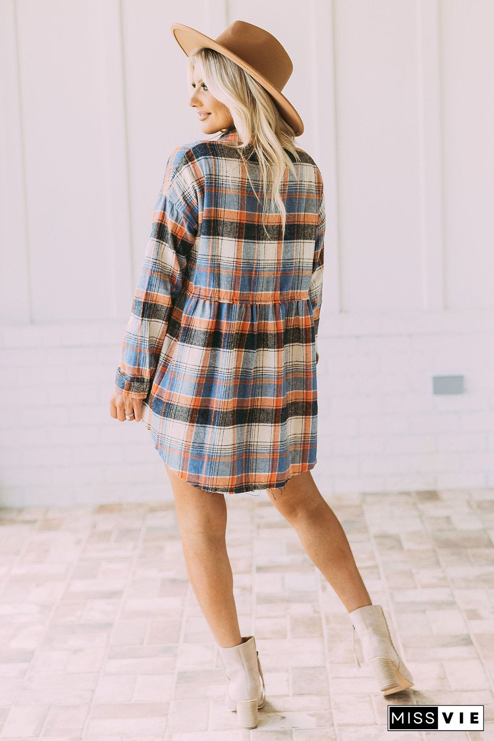 Multicolor Plaid Button Down Ruffled Shirt Jacket