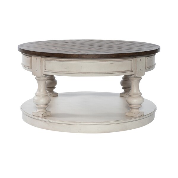 Morgan Creek Antique White Wire Brushed Tobacco Accents Round Cocktail Table