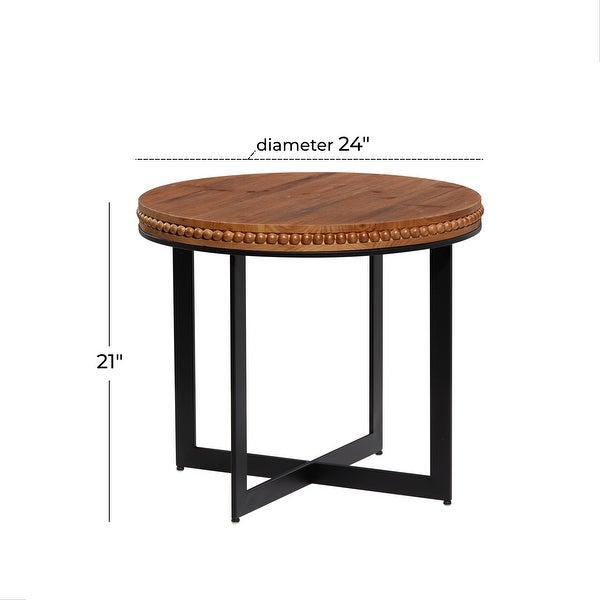 Brown Wood Industrial Table with Black Metal Legs