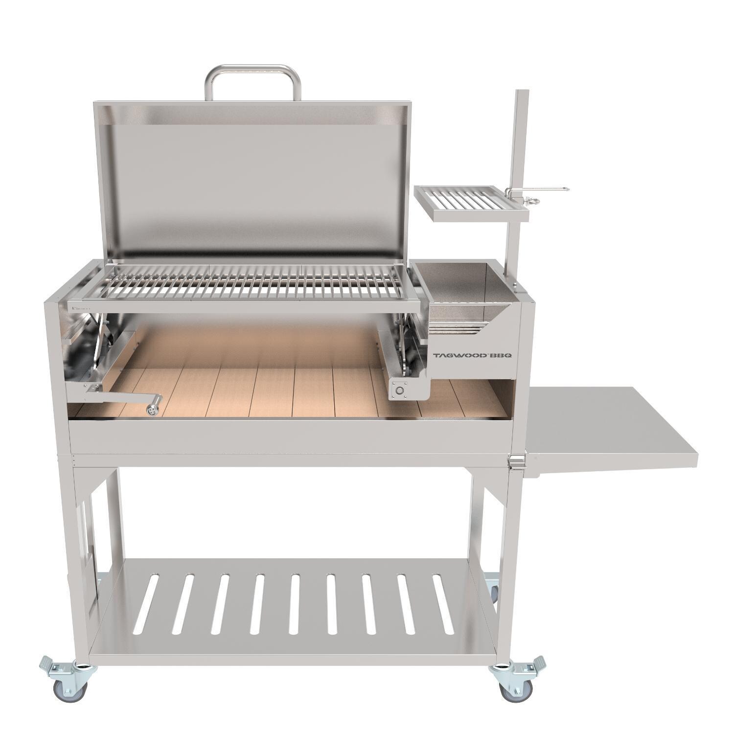 Tagwood BBQ Fully Assembled Argentine Santa Maria Wood Fire and Charcoal Grill with Top Lid