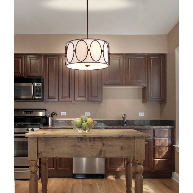 Led 3 light Violetta Metal Pendant Oil Rubbed Bronze white Jonathan Y