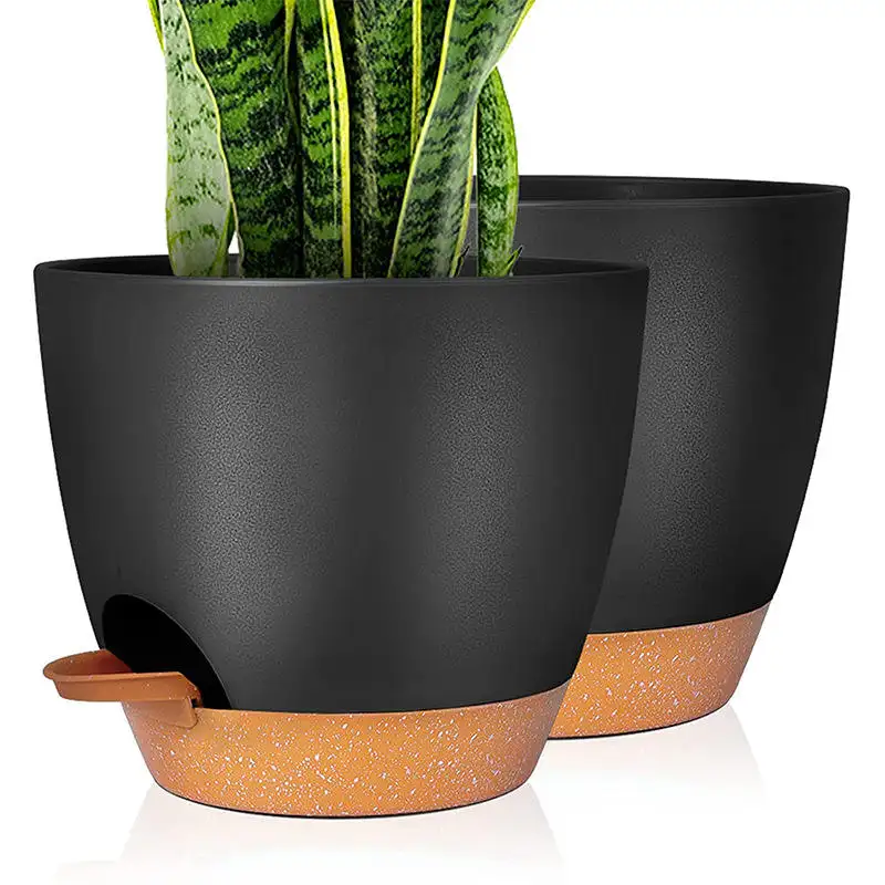 Garden Supplies 8 Inch Side Plastic Terracotta Flower Pot With Self Watering And Self Absorbing Water