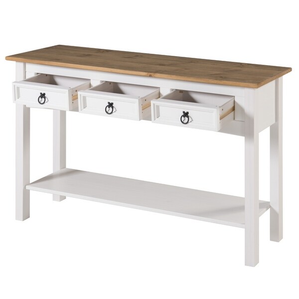 Wood Hall Table Console 3 Drawers Corona | Furniture Dash - N/A